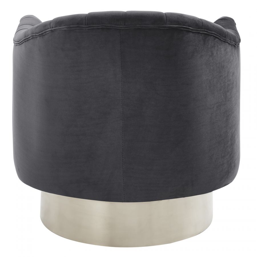Cortina Grey - Silver Swivel Accent Chair