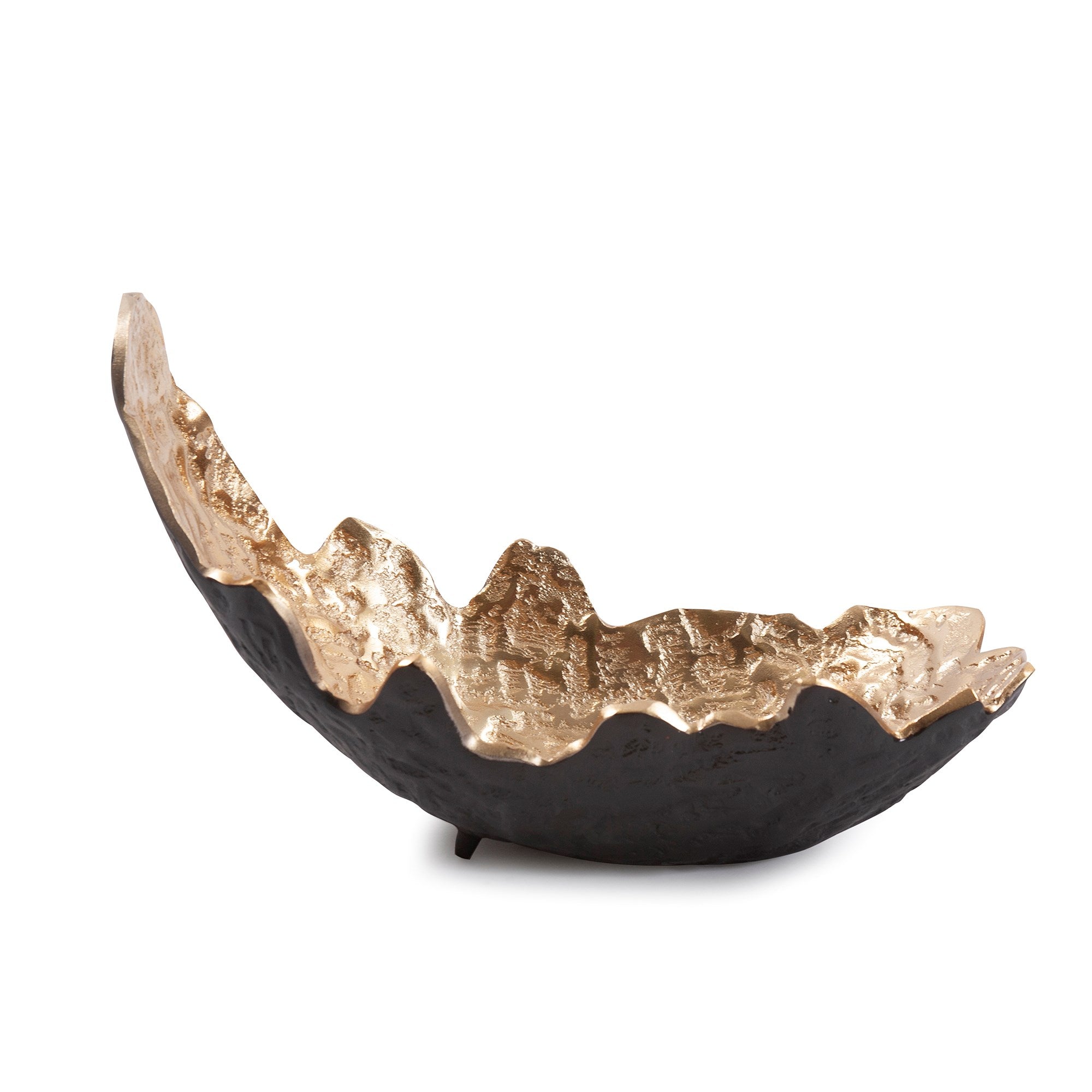 Cracked Edge Ebony Tray with Gold Interior, Small