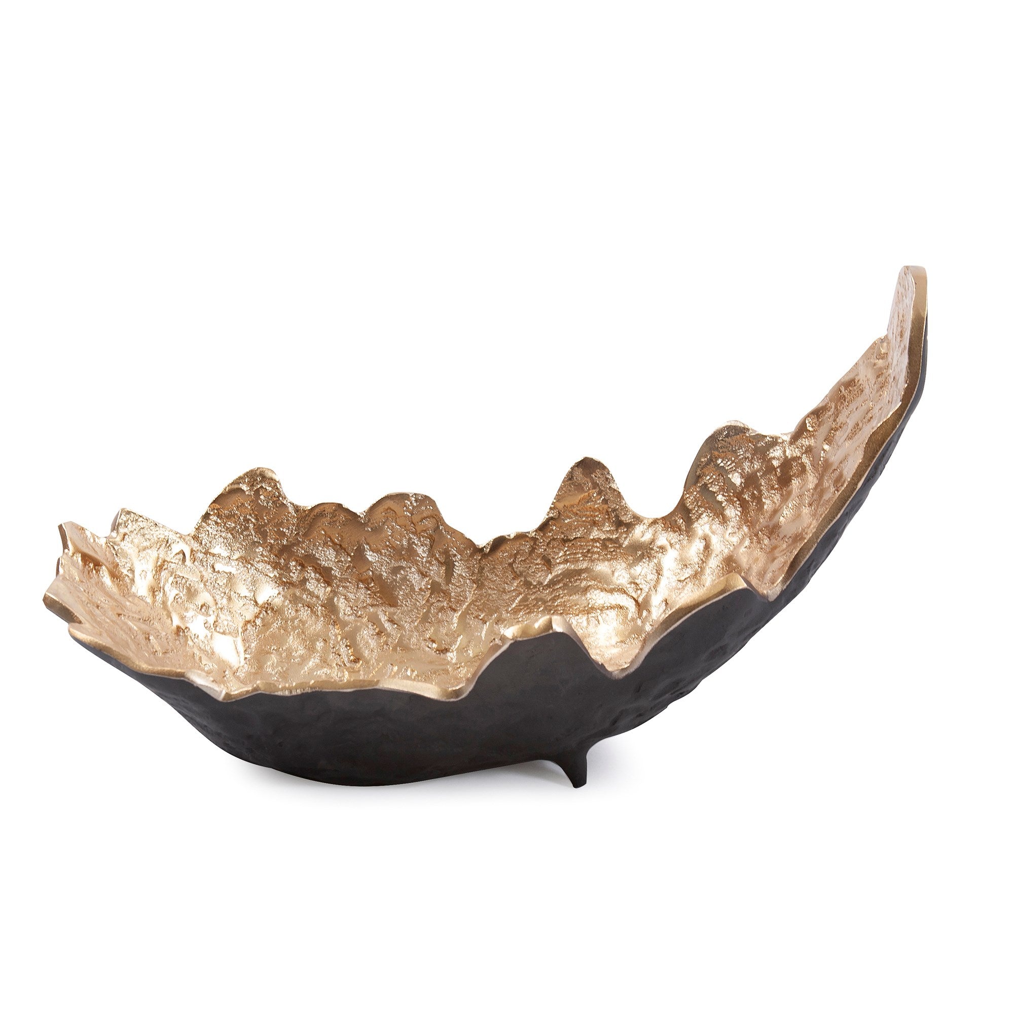 Cracked Edge Ebony Tray with Gold Interior, Small
