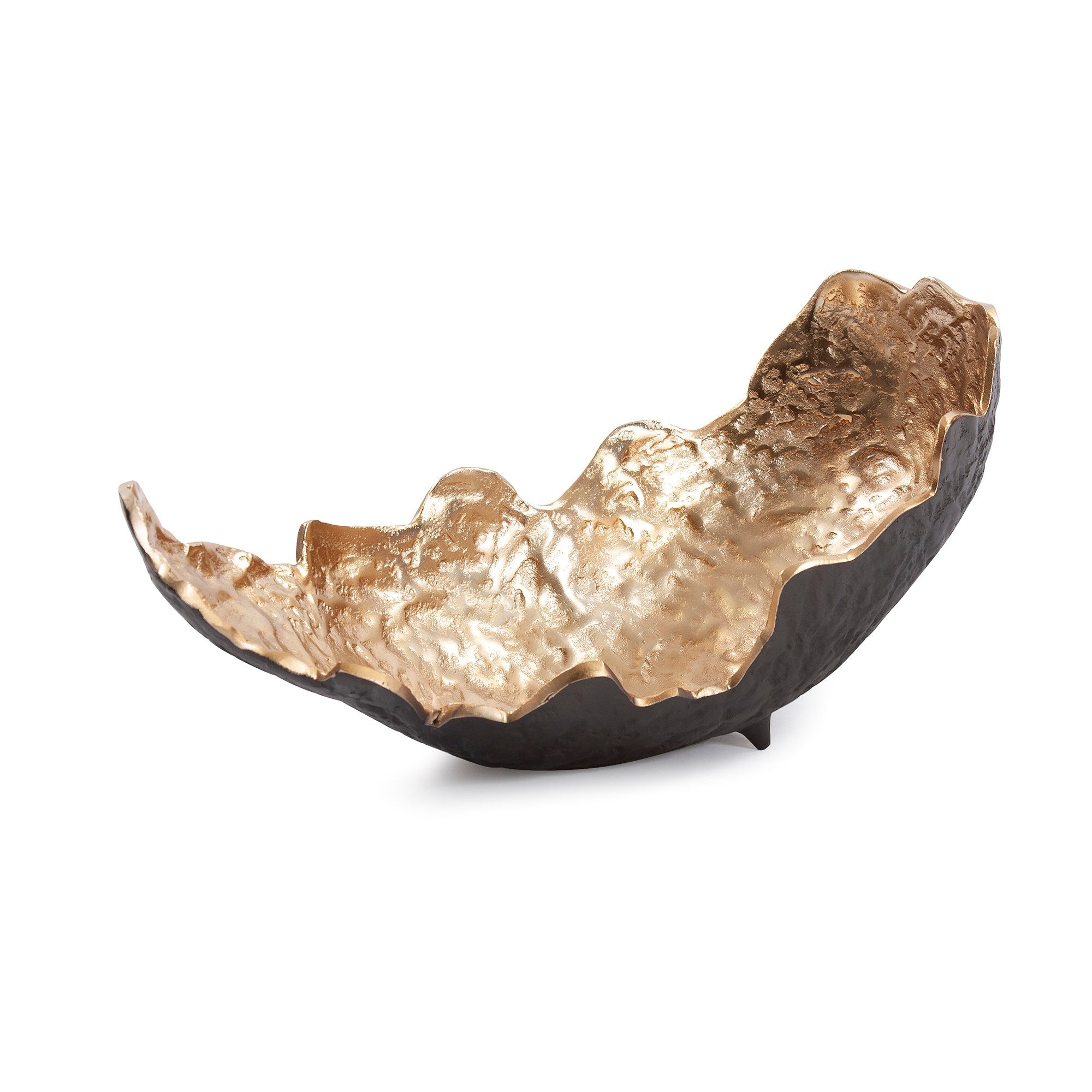 Cracked Edge Ebony Tray with Gold Interior, Large