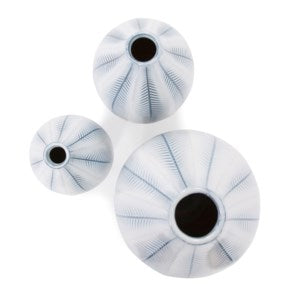 Blue and White Chevron Ceramic Vase Set