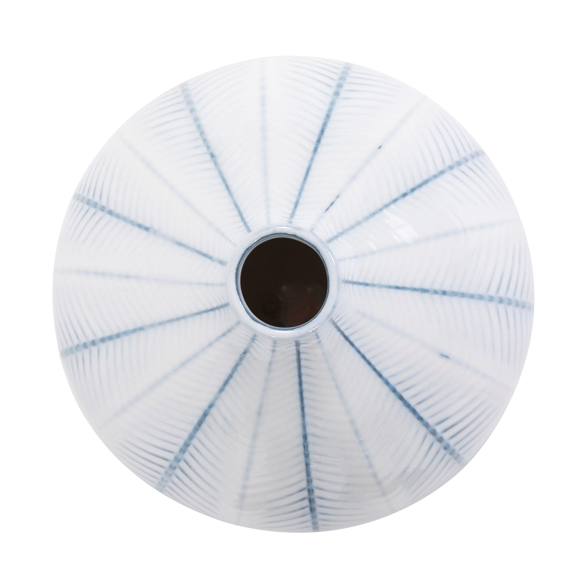Blue and White Chevron Ceramic Globe Vase Small