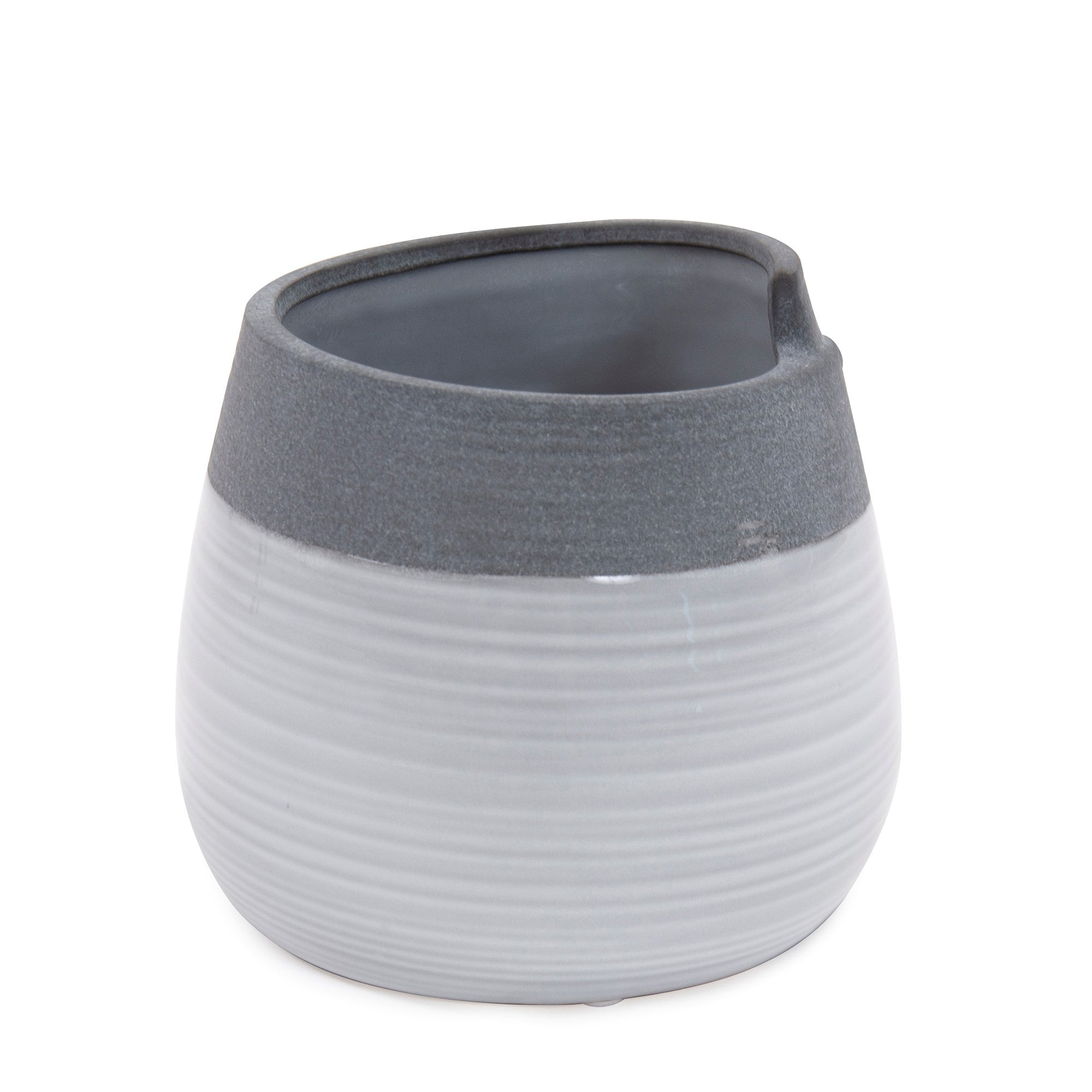 Rolled Two Tone Gray Vase, Small
