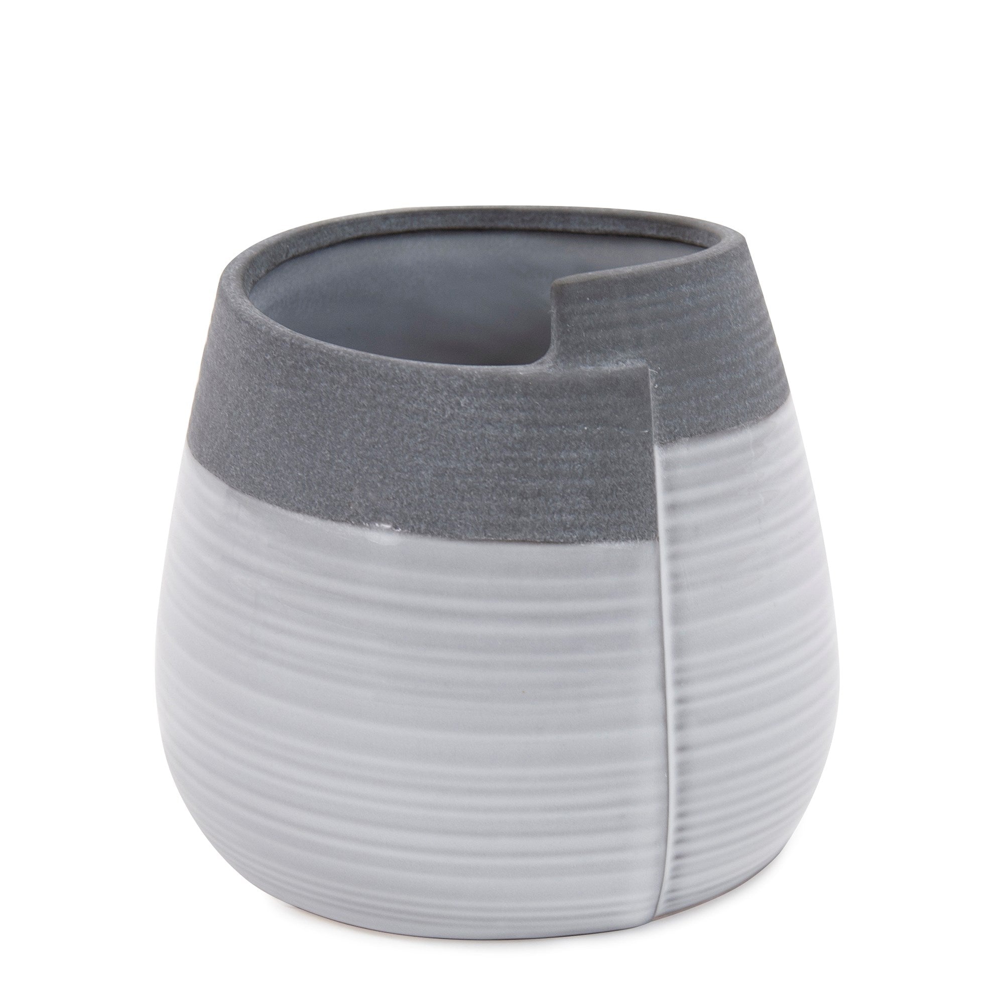 Rolled Two Tone Gray Vase, Small