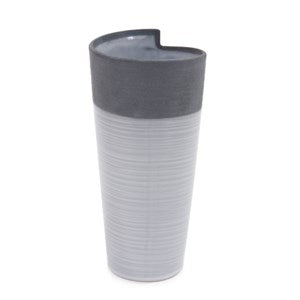 Rolled Two Tone Gray Vase, Large