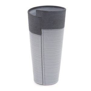 Rolled Two Tone Gray Vase, Large
