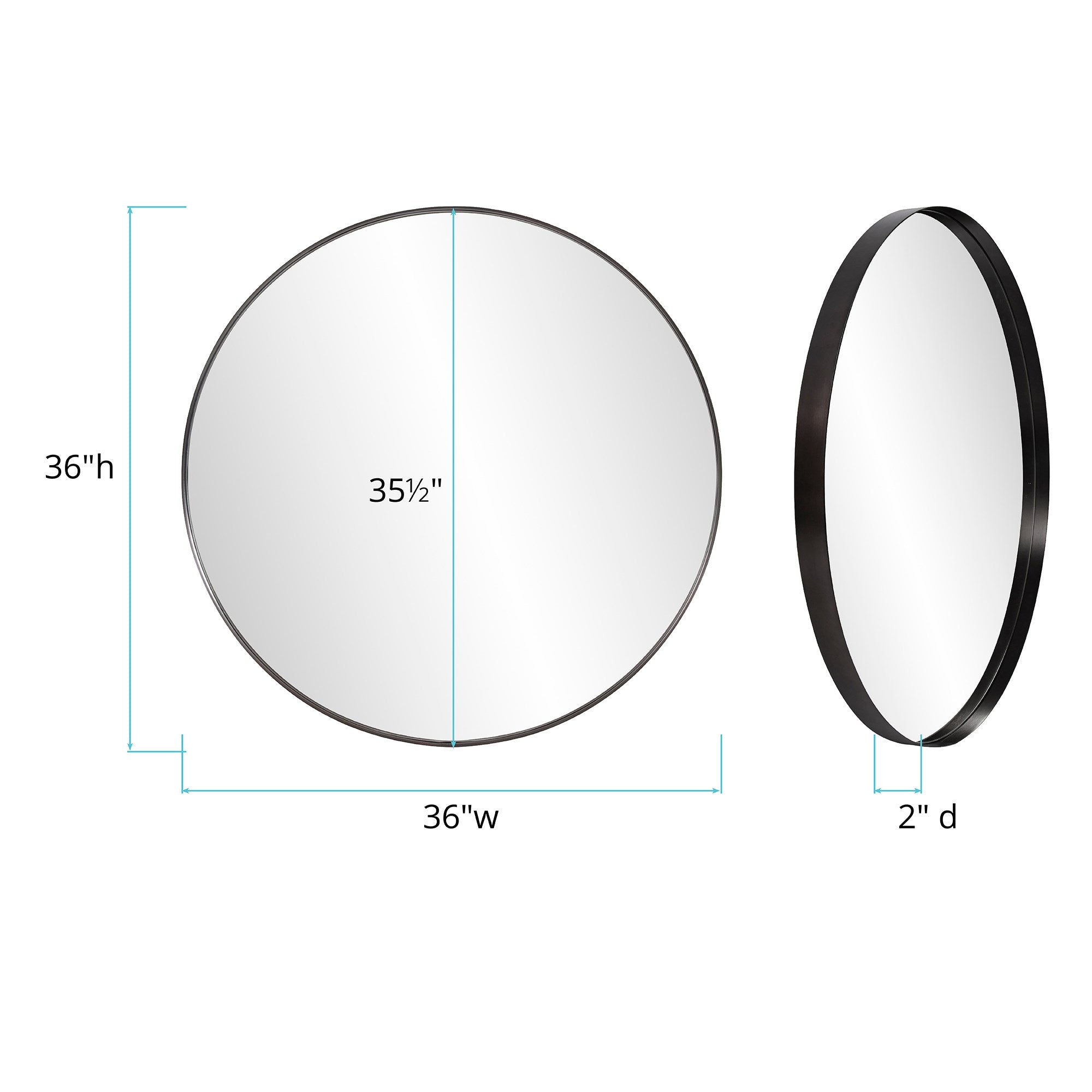 Steele Black Round Mirror