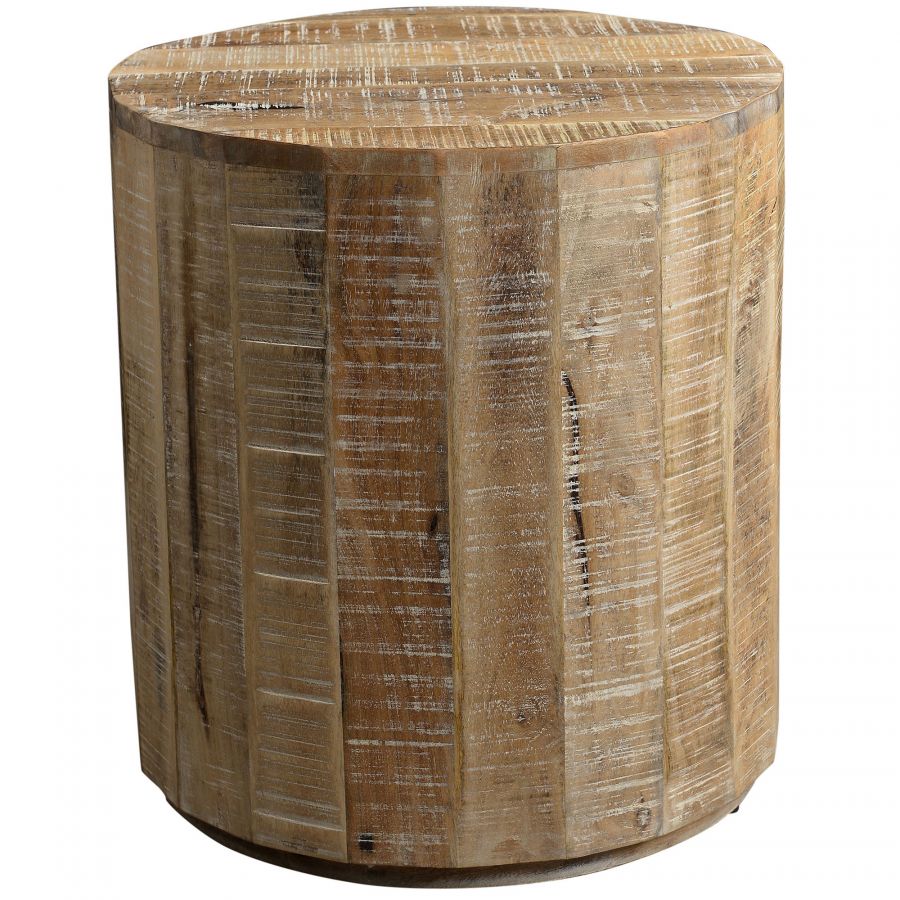 Eva Distressed Natural Wood Accent Table