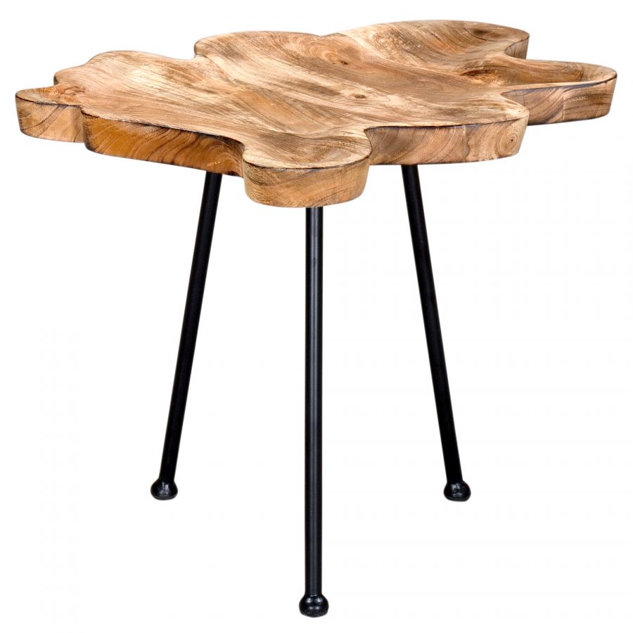 Pari Natural Wood - Black Accent Table