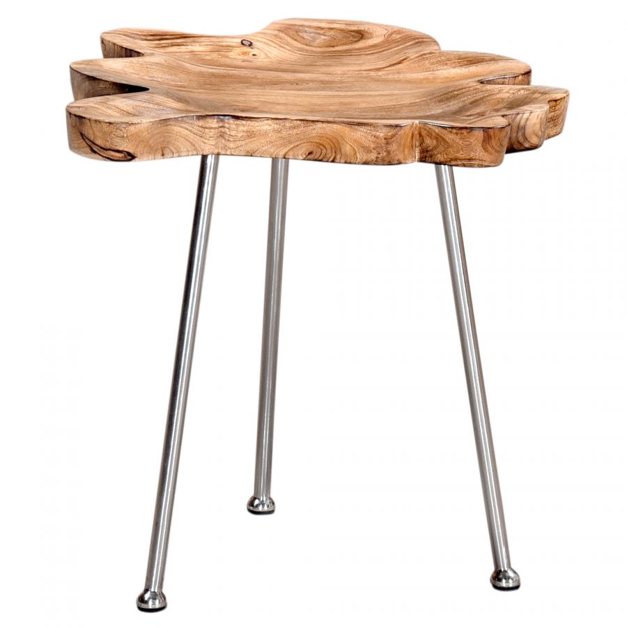 Pari Natural Wood - Chrome Accent Table