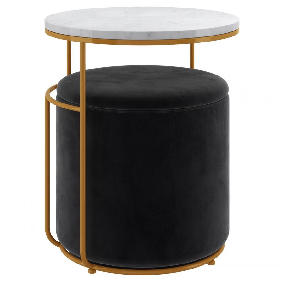 Leoni Black Accent Table - Storage Ottoman