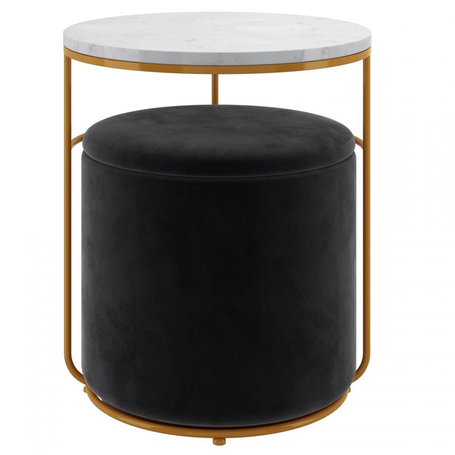 Leoni Black Accent Table - Storage Ottoman