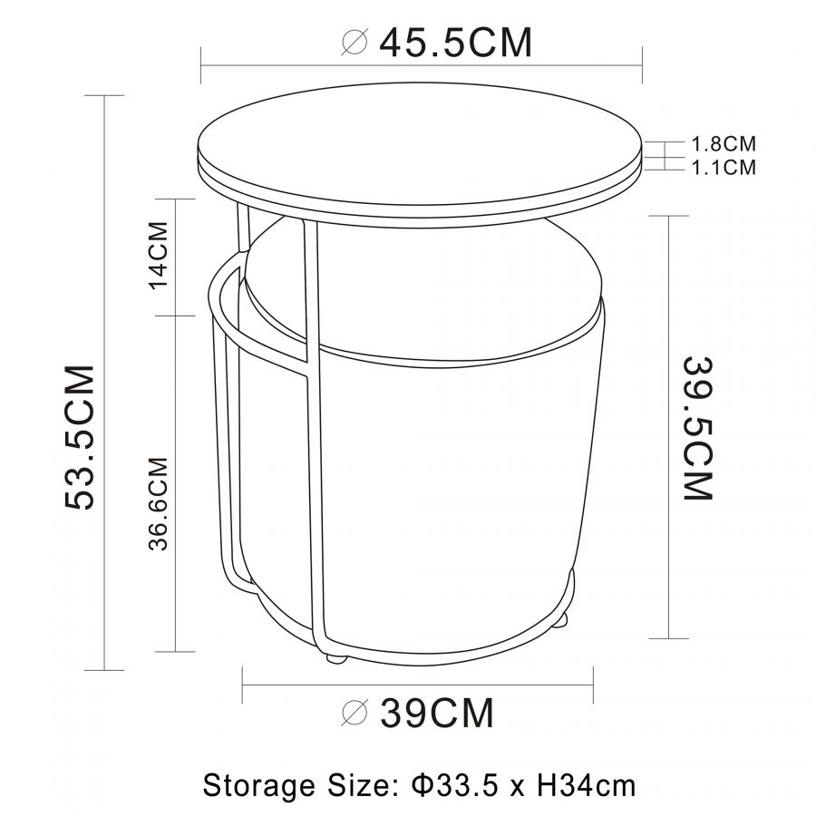 Leoni Grey Accent Table - Storage Ottoman