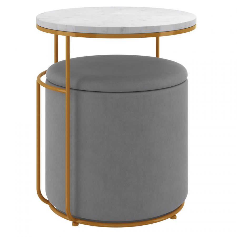 Leoni Grey Accent Table - Storage Ottoman