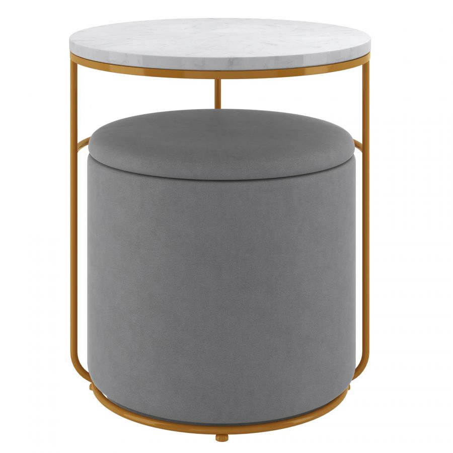 Leoni Grey Accent Table - Storage Ottoman