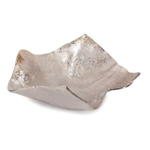 Aluminum Champagne Silver Hammered Large Bowl