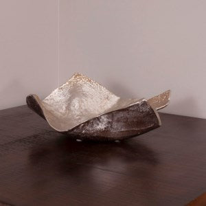 Aluminum Champagne Silver Hammered Large Bowl