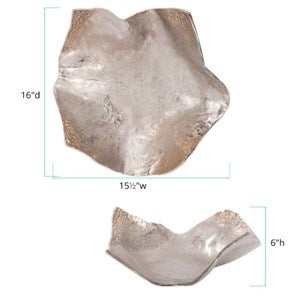Aluminum Champagne Silver Hammered Large Bowl