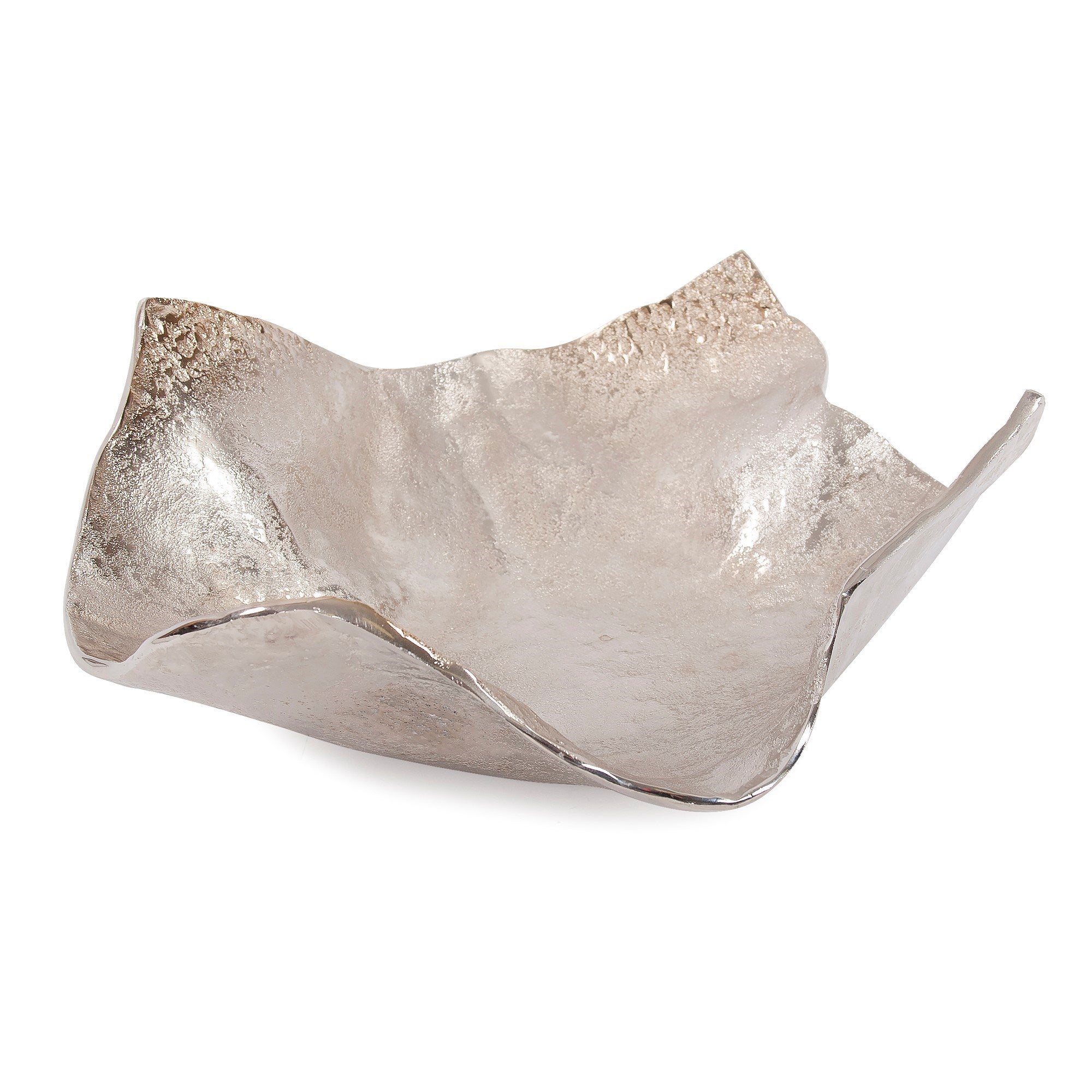 Aluminum Champagne Silver Hammered Large Bowl