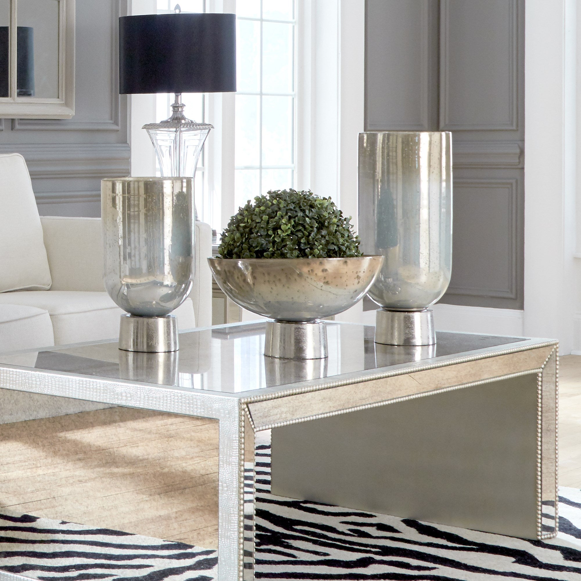 Round Grotto Glass Footed Vase - Large