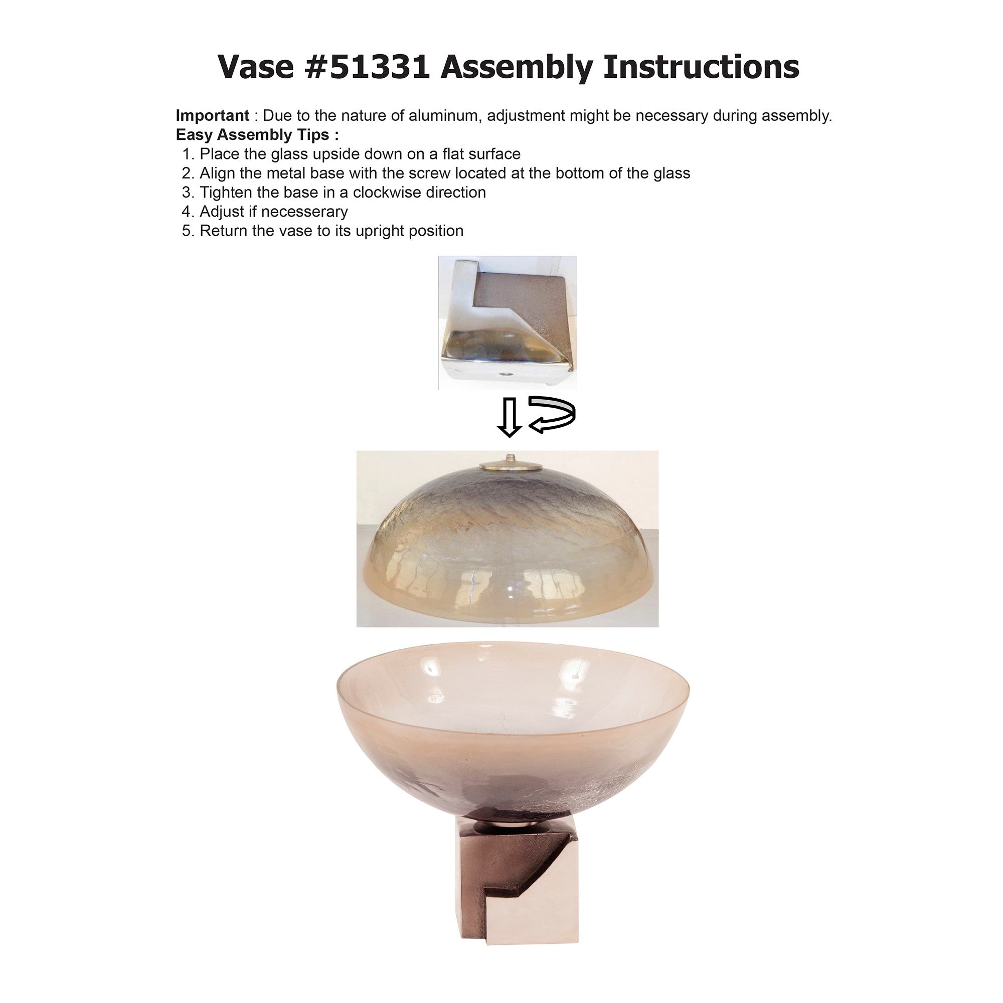 Ombre Glass Bowl on Square Aluminum Base