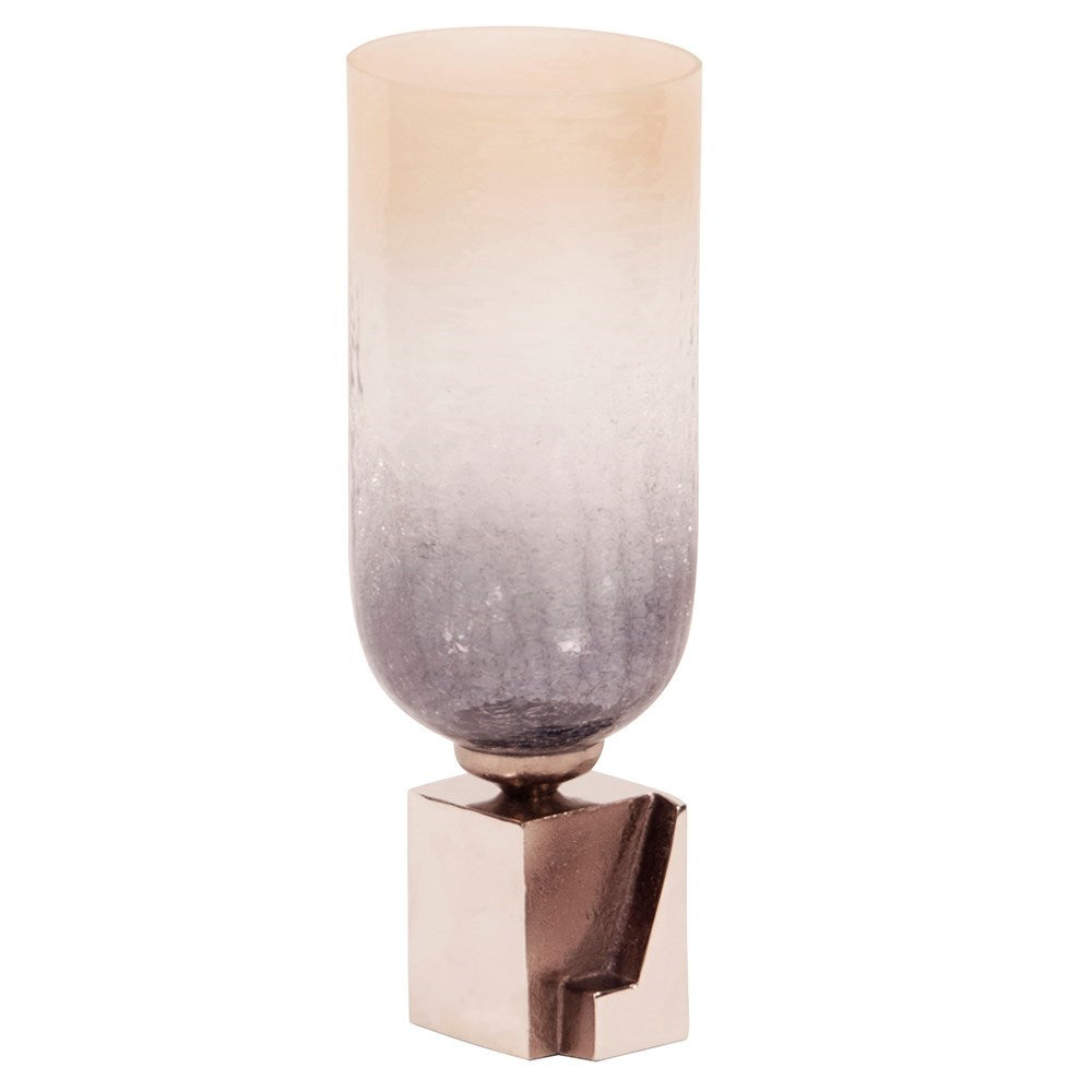 Ombre Glass Vase on Square Aluminum Base, Small