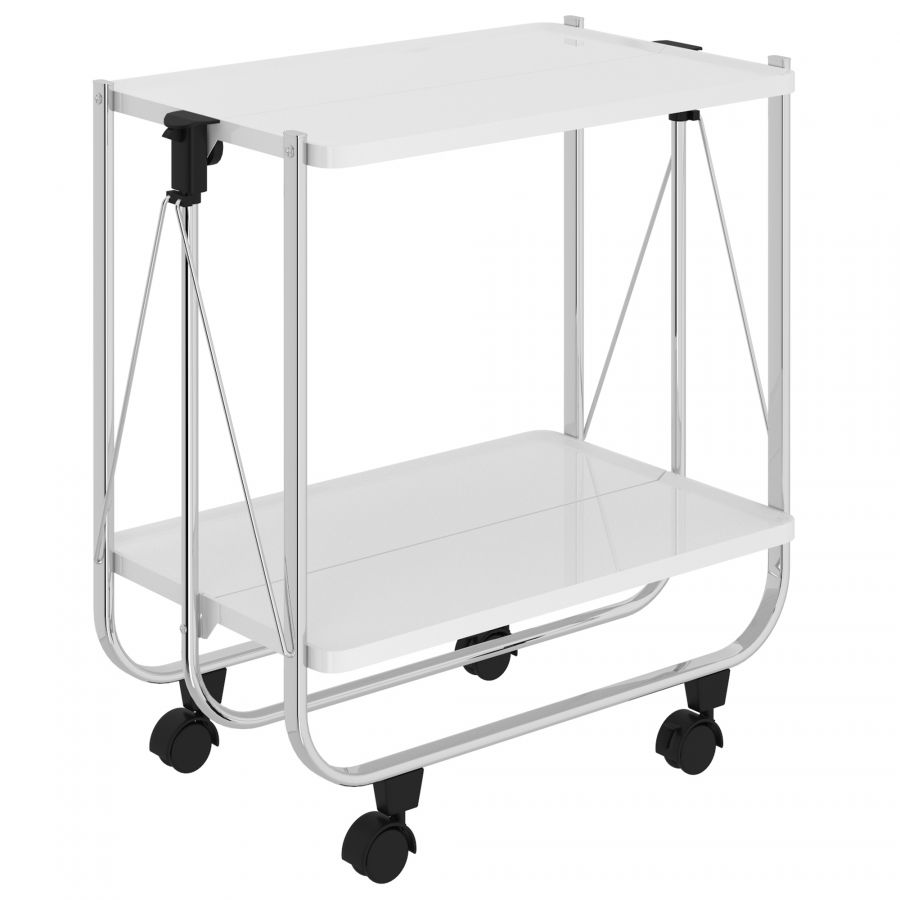 Sumi 2-Tier White - Chrome Bar Cart