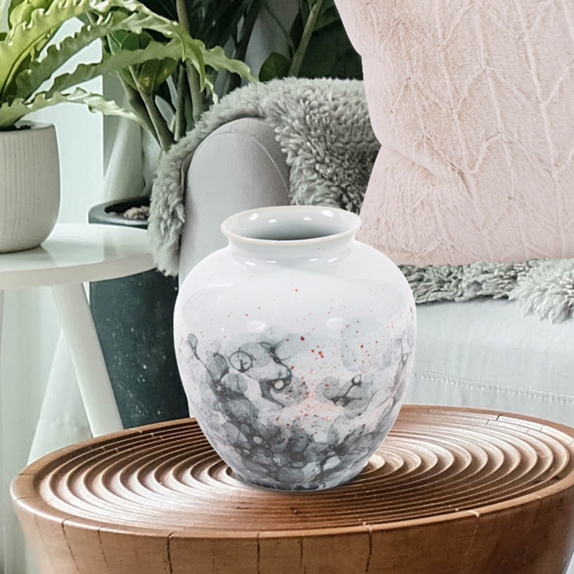 Gray and White Soap Bubble Porcelain Vase, Small