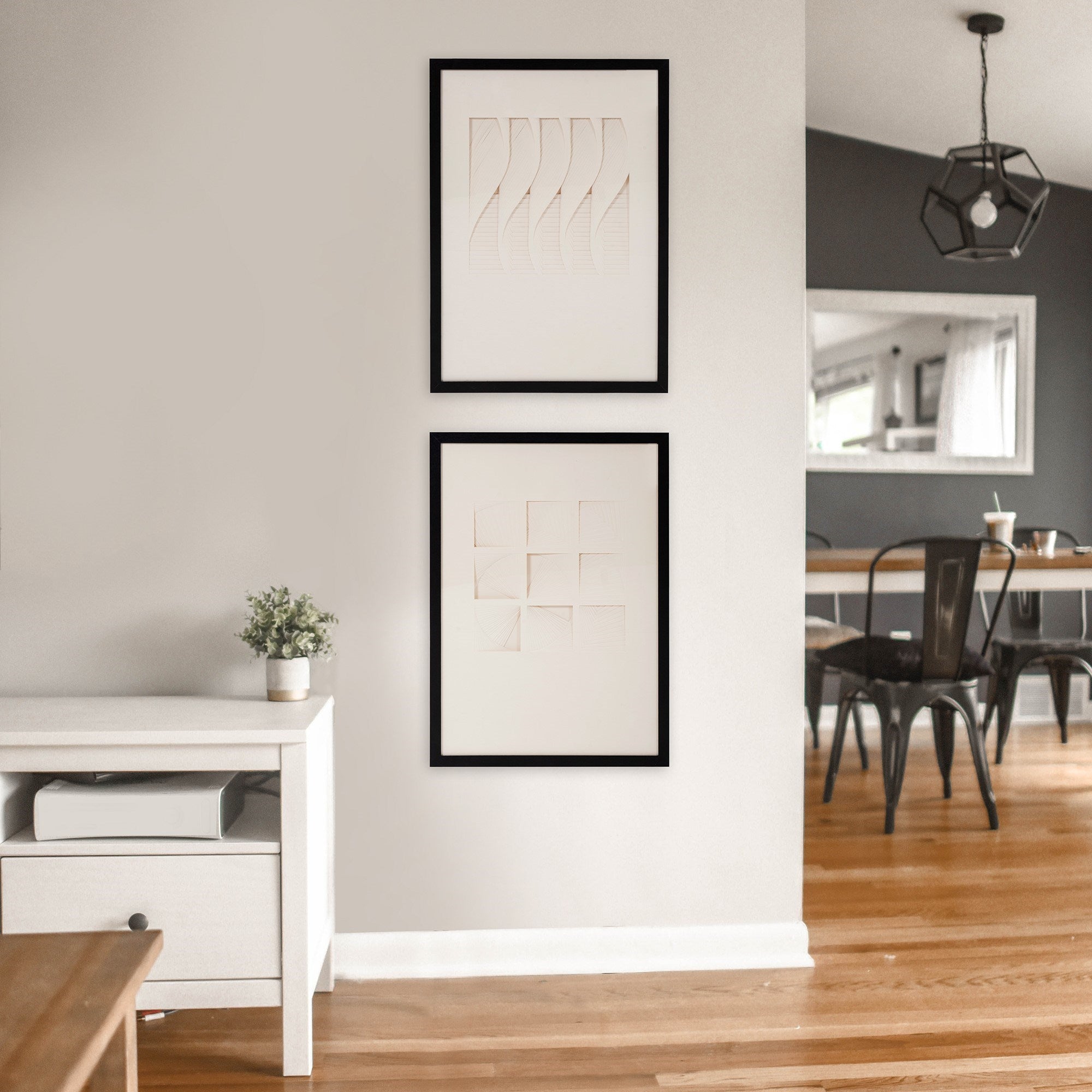 Dimensional Paper Squares Shadowbox Art