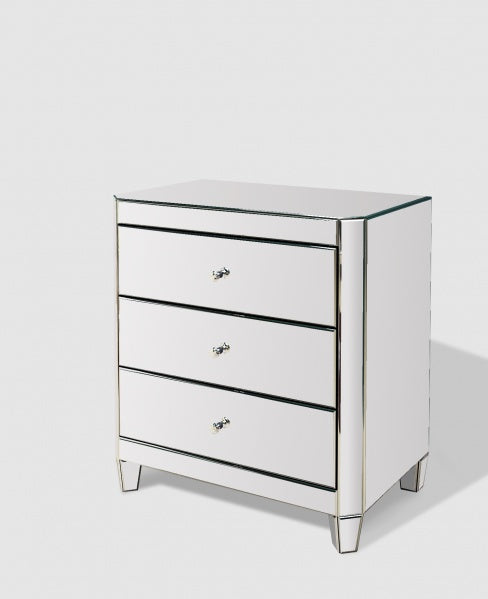 Emerald Mirrored 3-Drawer Nightstand
