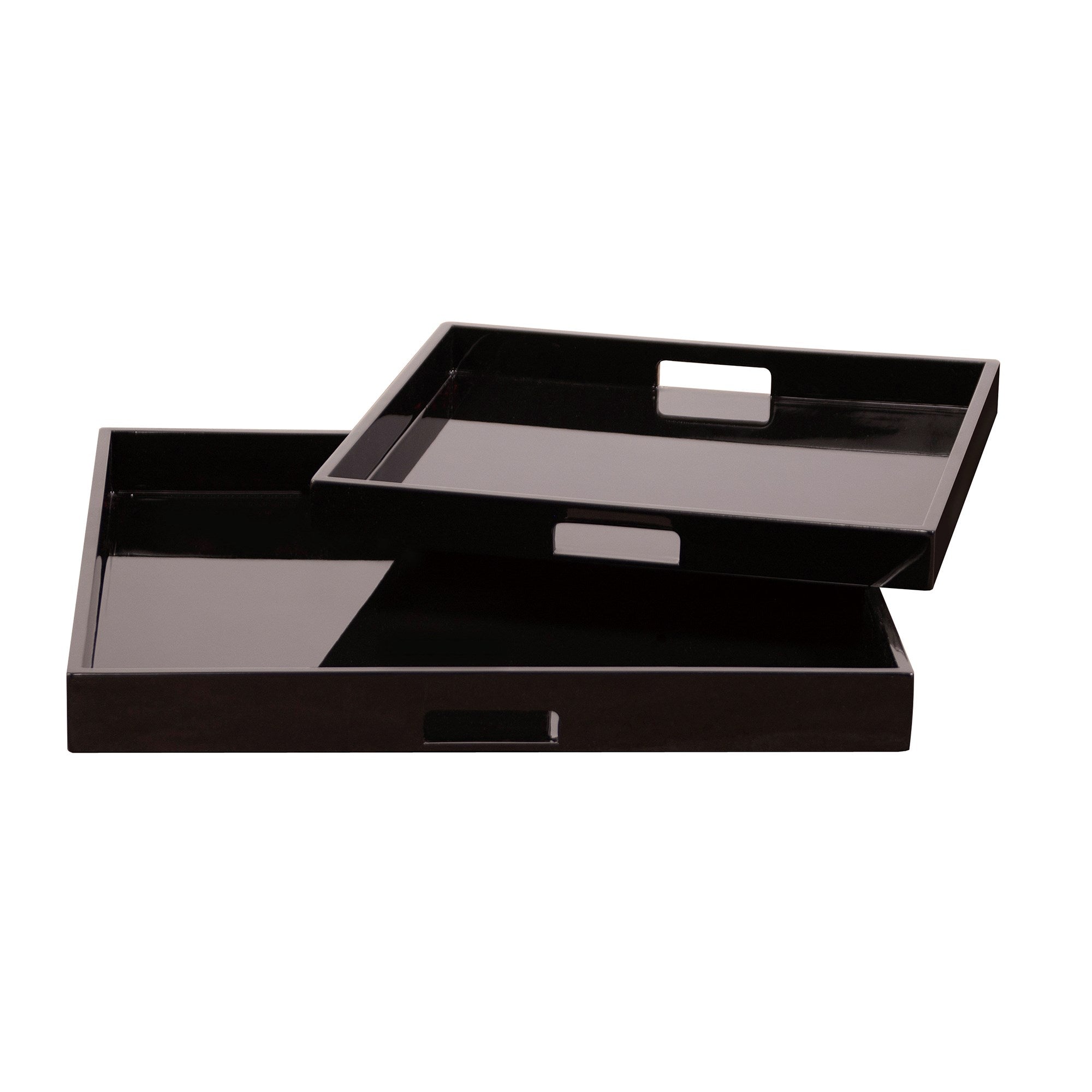Black Lacquer Square Wood Tray Set