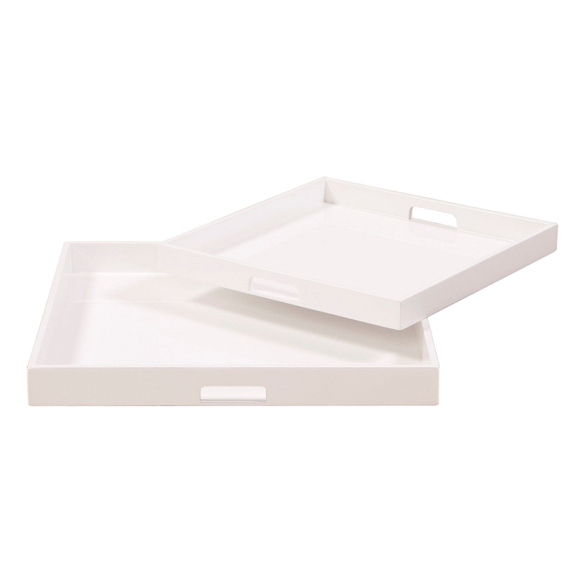 White Lacquer Square Wood Tray Set