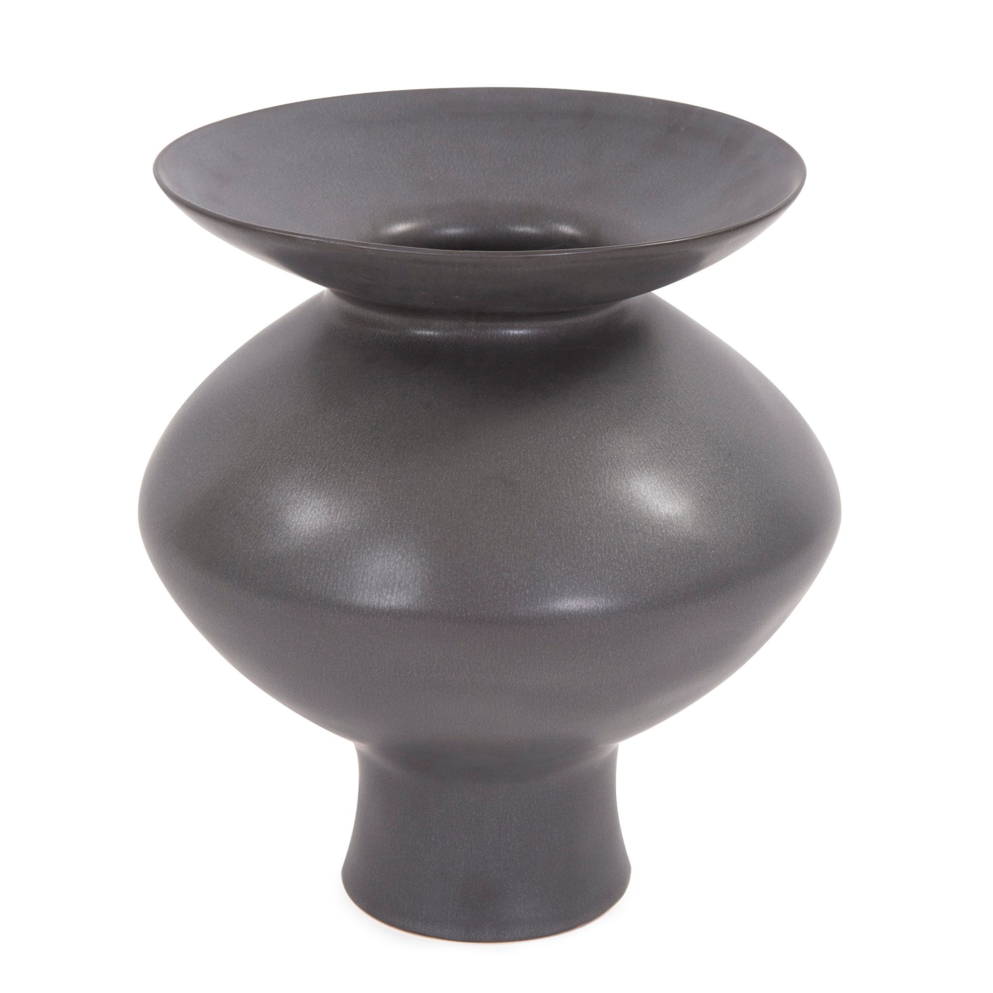 Graphite Ceramic Flared Vase, Small