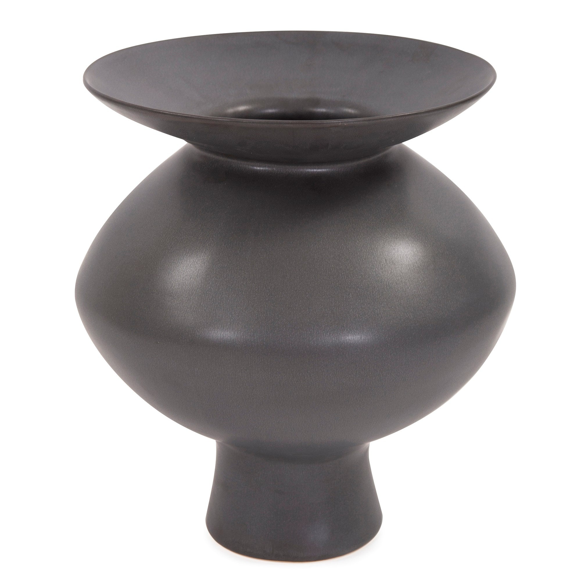 Graphite Ceramic Flared Vase, Medium