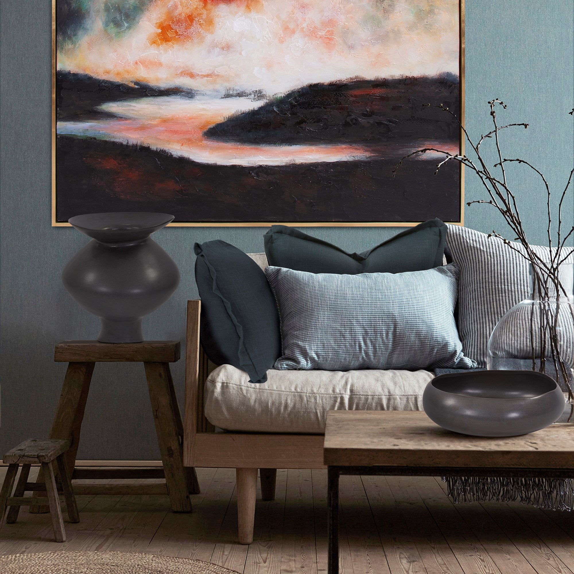 Graphite Ceramic Flared Vase, Large