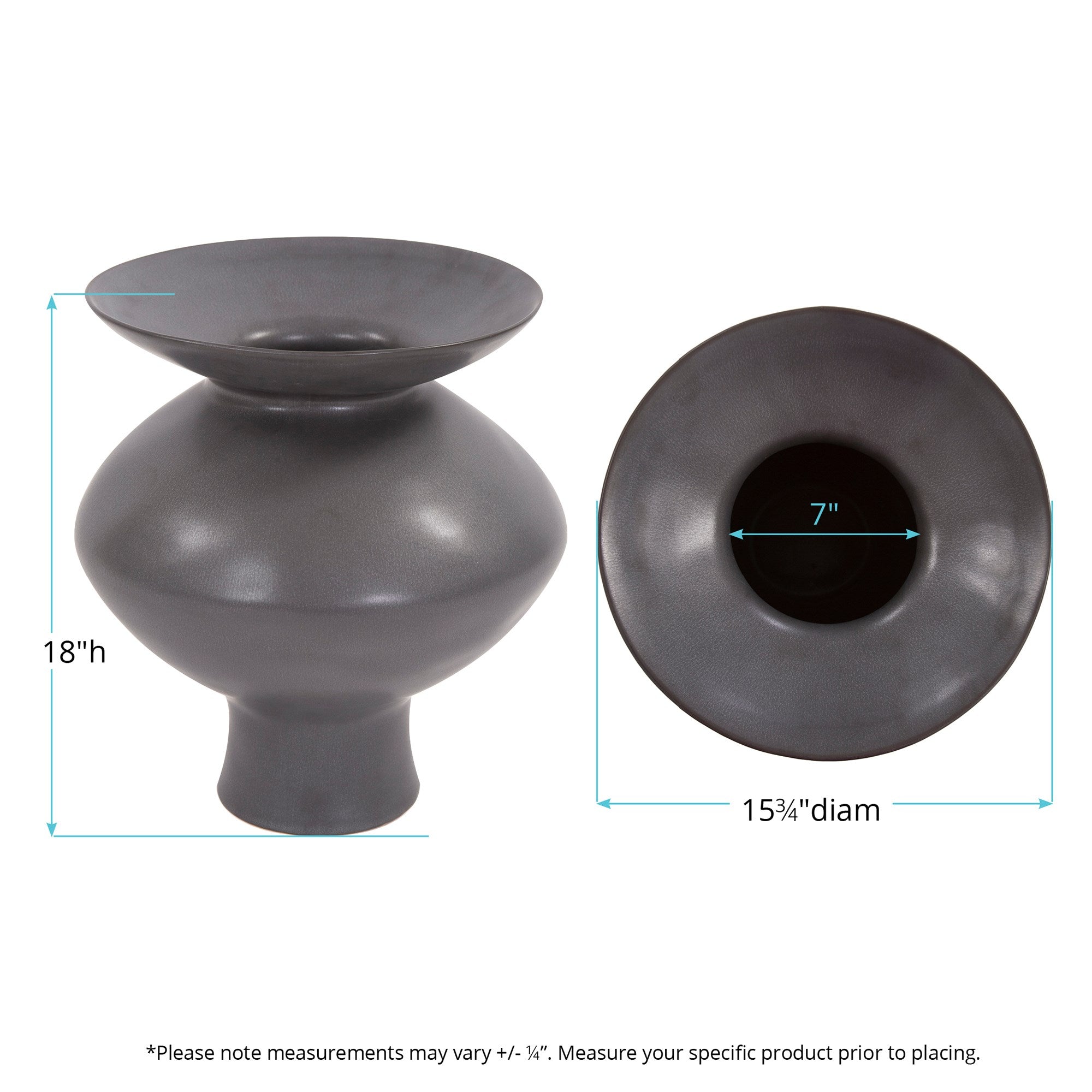 Graphite Ceramic Flared Vase, Large