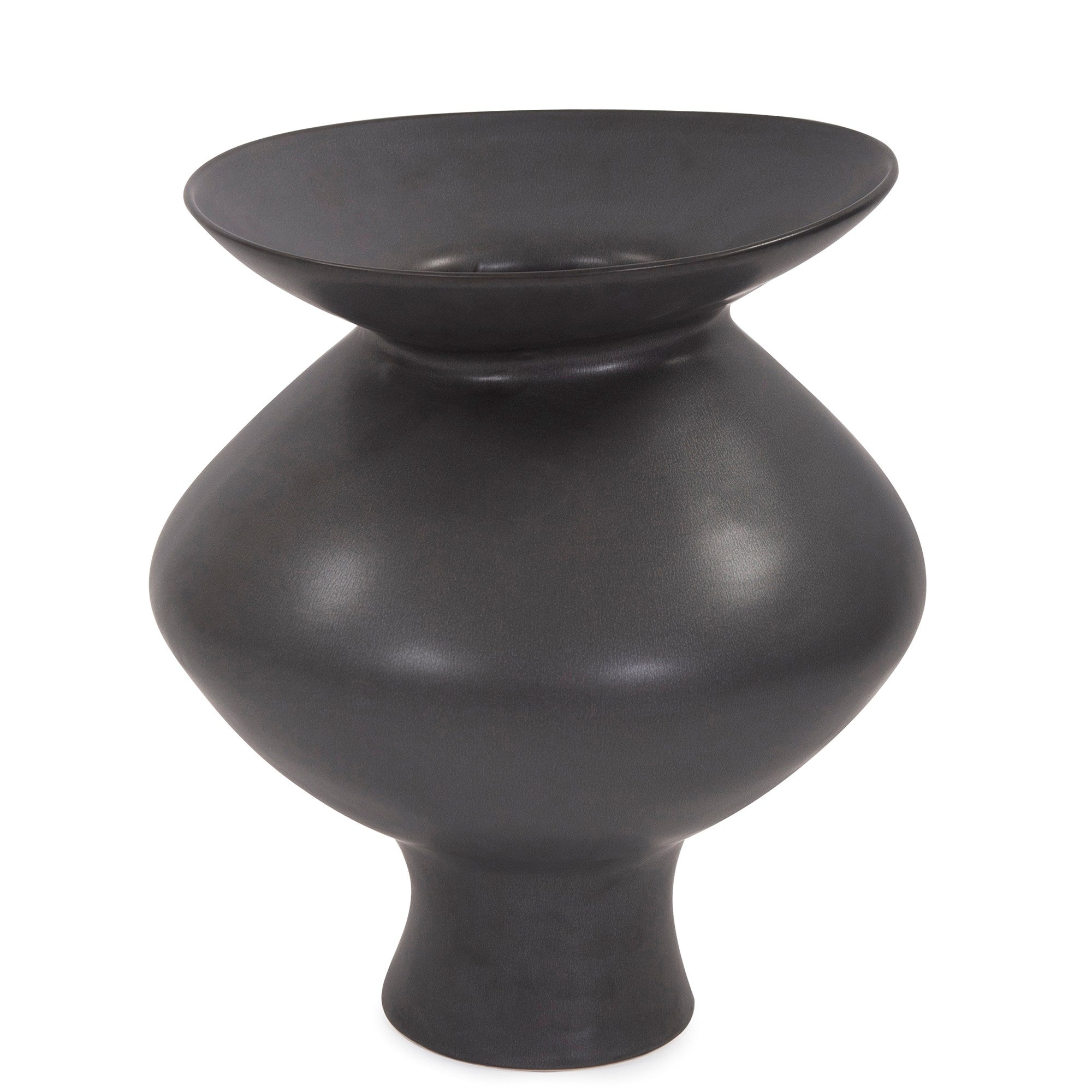 Graphite Ceramic Flared Vase, Large