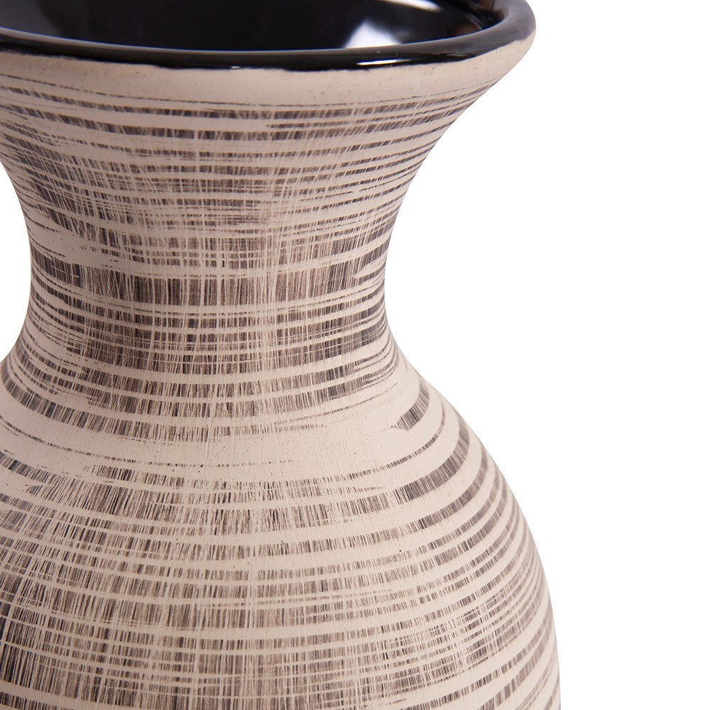 Tall Ceramic Neutral Striped Vase