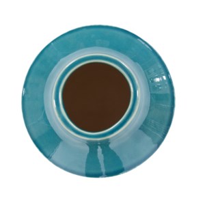 Cross Hatched Sea Blue Ceramic Round Vase
