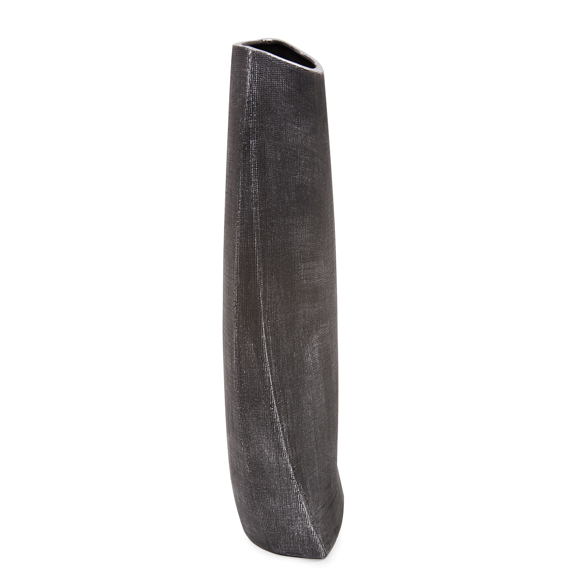 Textured Black Free Formed Ceramic Vase, Tall