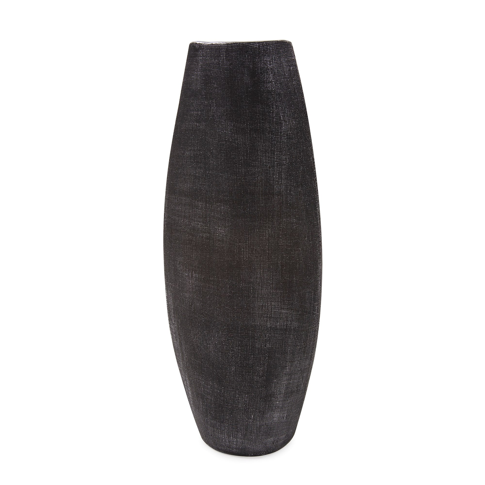 Textured Black Free Formed Ceramic Vase, Tall