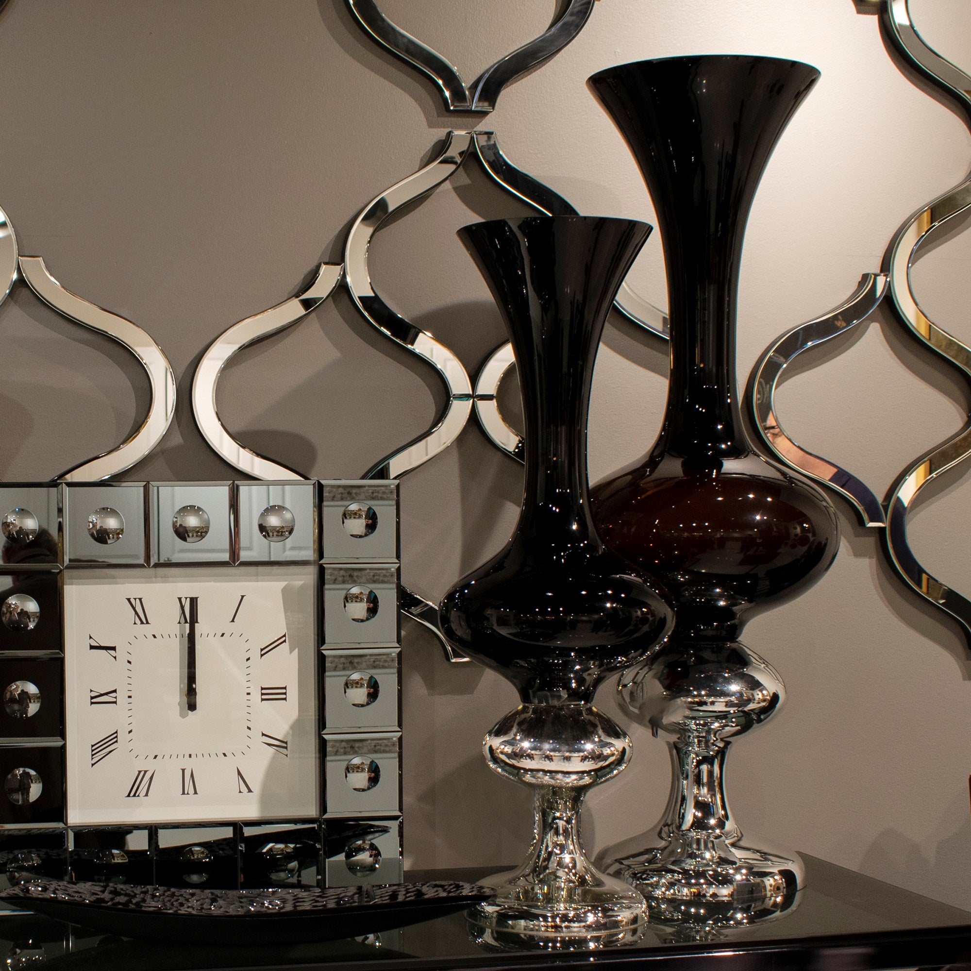 Black Hand Blown Glass Vase Tall