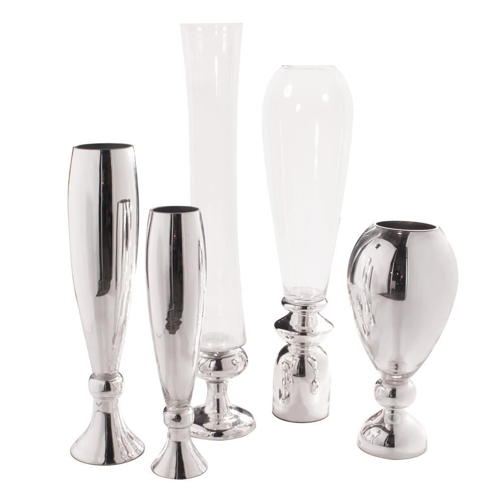 Silver Wine Goblet Hand Blown Glass Vase