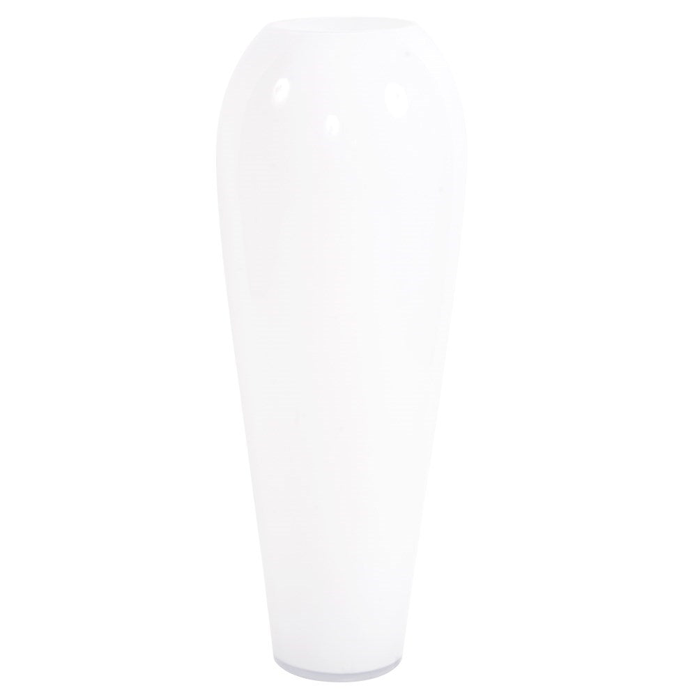 Hand Blown White Glass Oversized Vase - Large