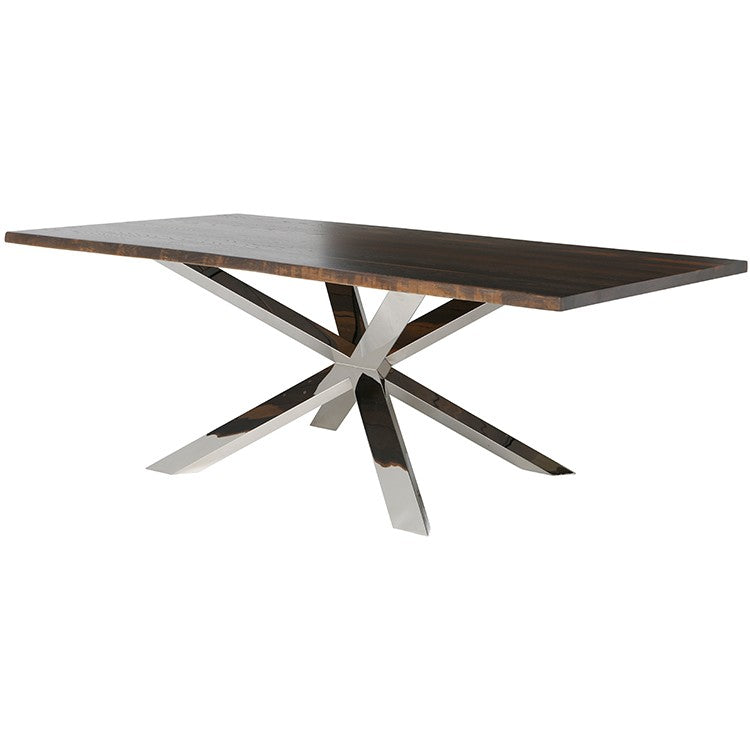 Couture 112" Seared Oak Wood - Polished Dining Table