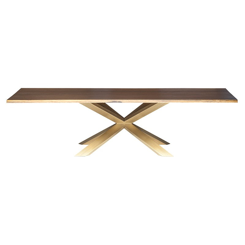 Couture 96" Seared Oak Wood - Gold Dining Table