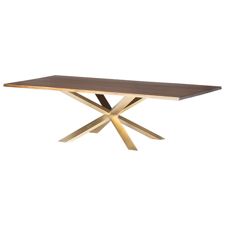 Couture 112" Seared Oak Wood - Gold Brushed Dining Table