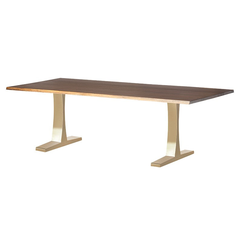 Toulouse 78" Seared Oak Wood - Gold Dining Table