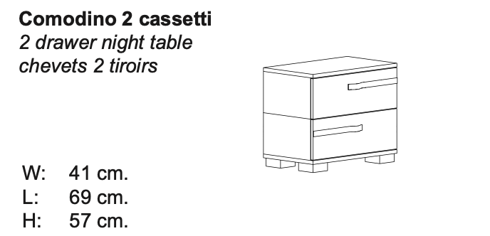 Volare 2-Drawer Nightstand