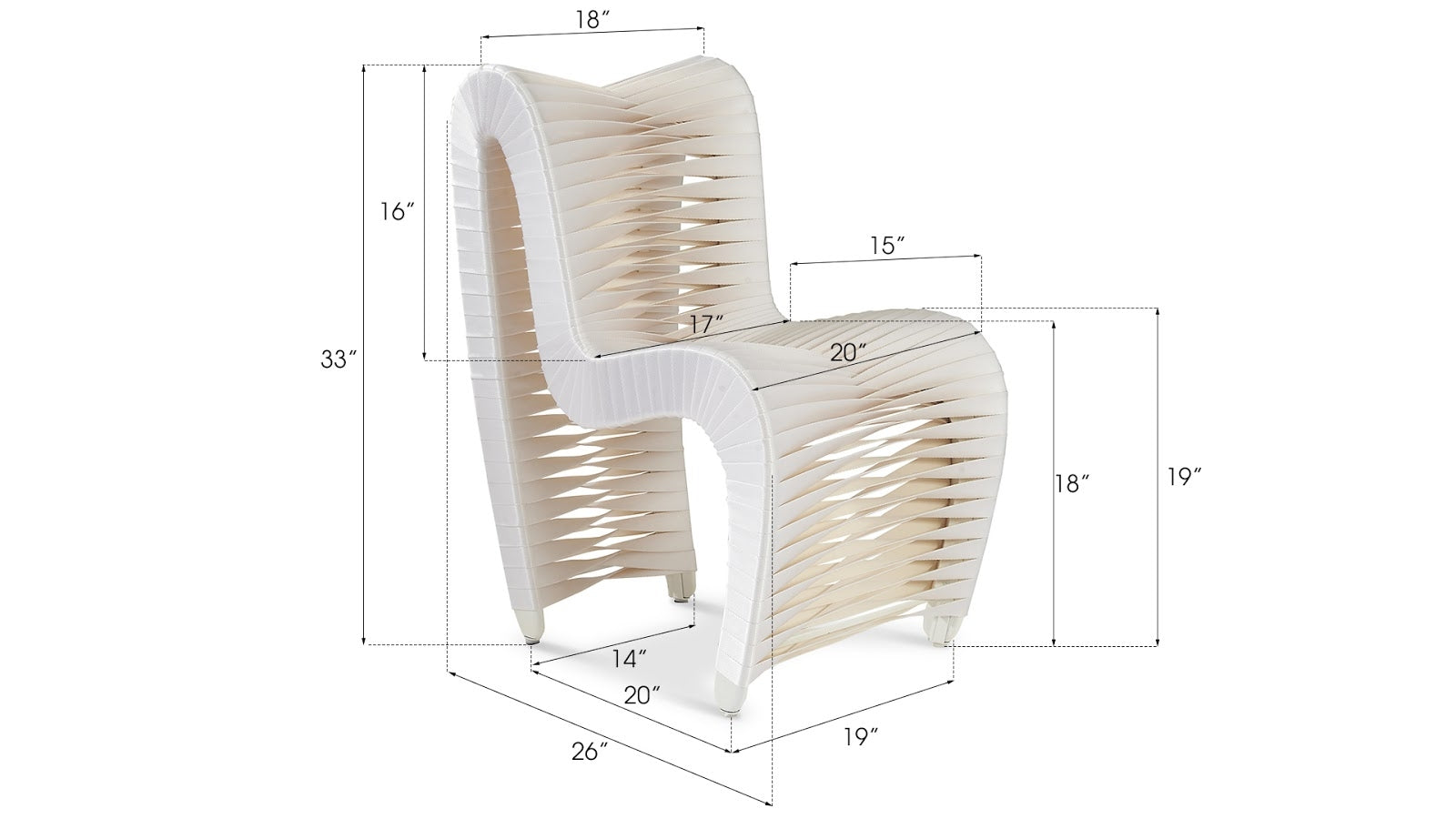 Seat Belt Dining Chair, White/Off-White